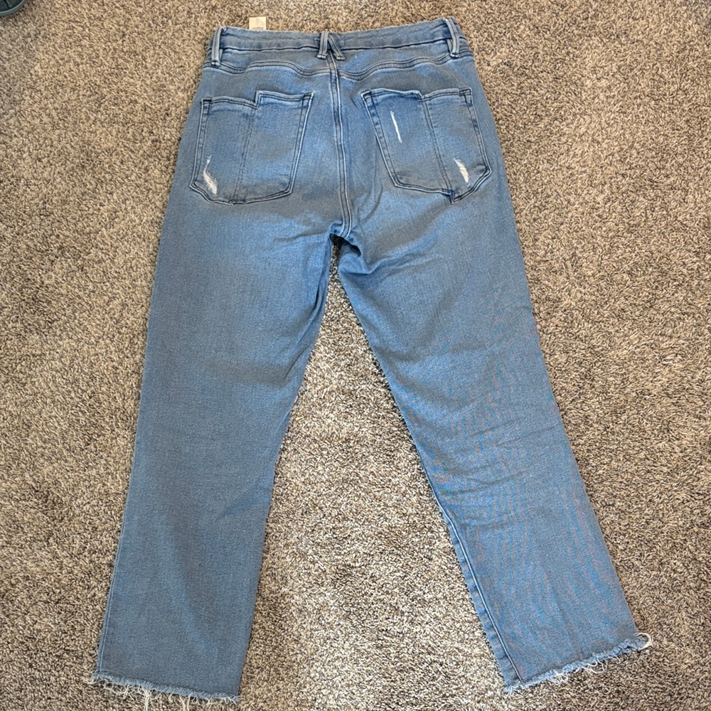 Good American Distressed Blue Ankle Jeans